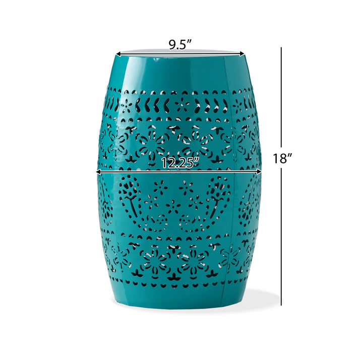 Outdoor Lace Cut Side Table - Teal