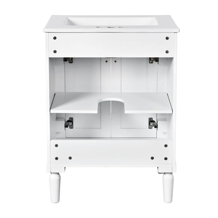 Bathroom Vanity With Top Sink, 2 Tier Storage Cabinet