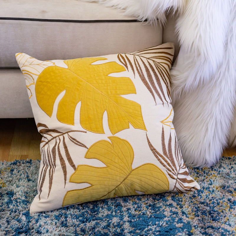 Autumn Vibes Leaf Accent Pillow