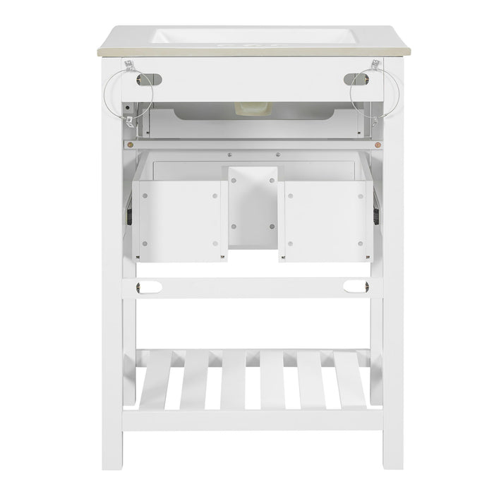 Modern Bathroom Vanity With Integrated Sink, Cabinet With 1 Deep Drawer And 1 Tip-Out Drawer