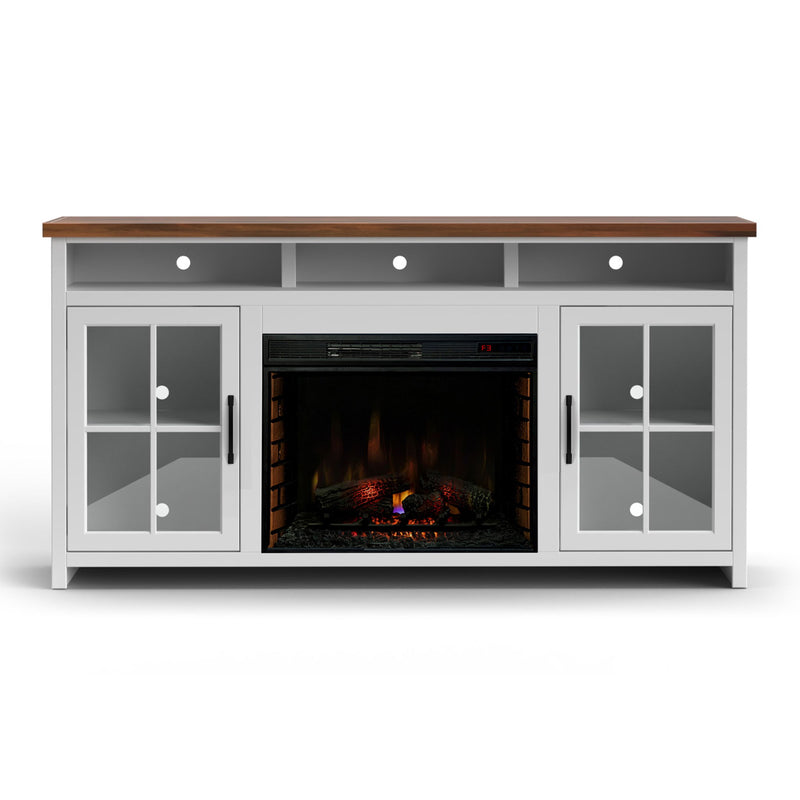 Fireplace TV Stand Console & Fixed Shelves