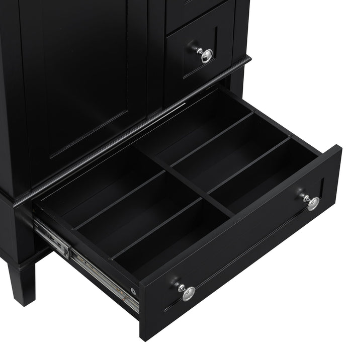 Bathroom Vanity With Integrated Basin, Soft Close Drawers, Door Mounted Double Layer Shelf