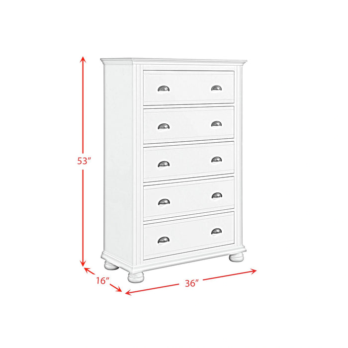 Kona Bedroom Set with 2 Nightstands in White