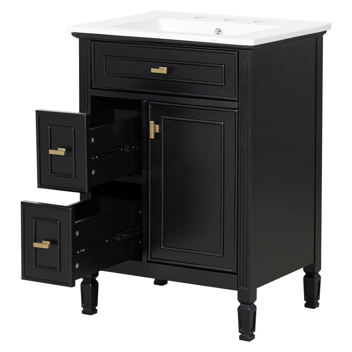 Modern Bathroom Vanity With Sink, Flip Drawer, 2 Drawers, Adjustable Shelf