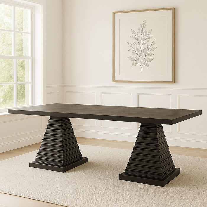 Plateau - 78" Rectangle Dining Table - Top & Base - Dark Brown