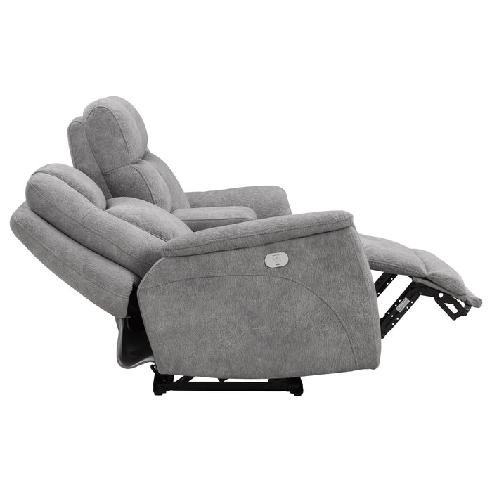 Linus - Zero Gravity Power Reclining Console Loveseat - Hudson Gray