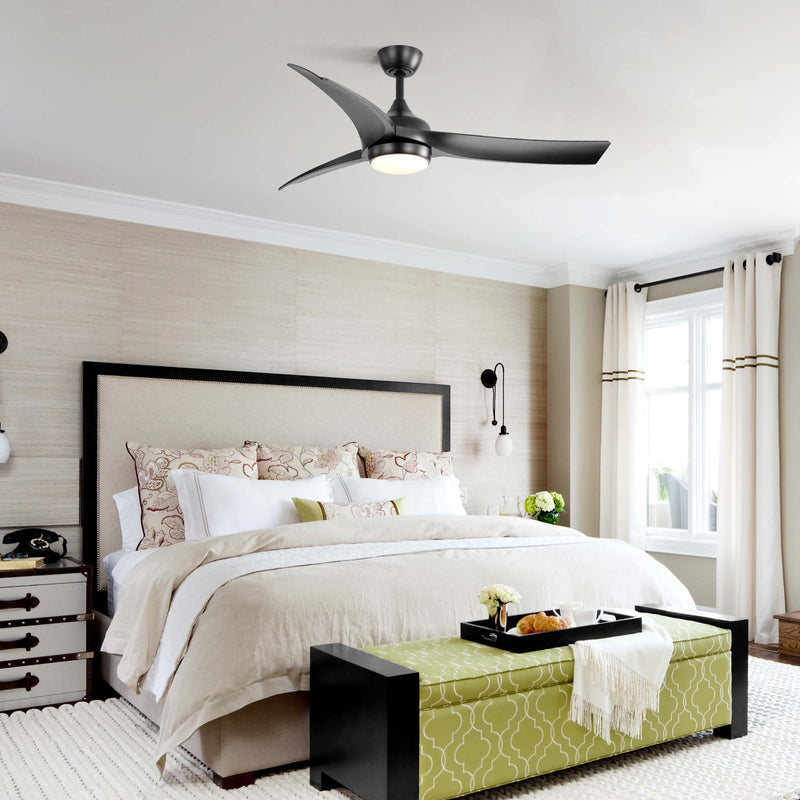 52" Ceiling Fan With 18W LED Light And Remote Control, 3 Blades DC Motor
