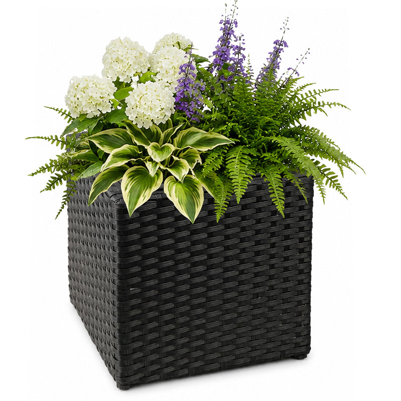 Cubic Planter Box, Plant Pot With Insert Indoor Outdor - Black
