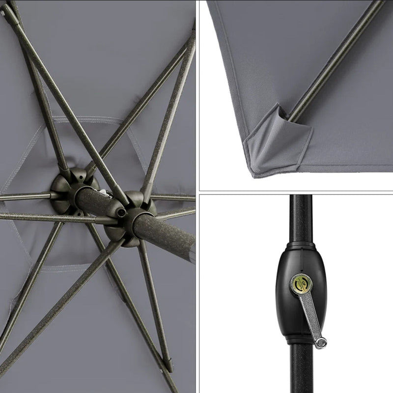 Umbrella With Crank Lift & Tilt, UV-Resistant Canopy For Patio