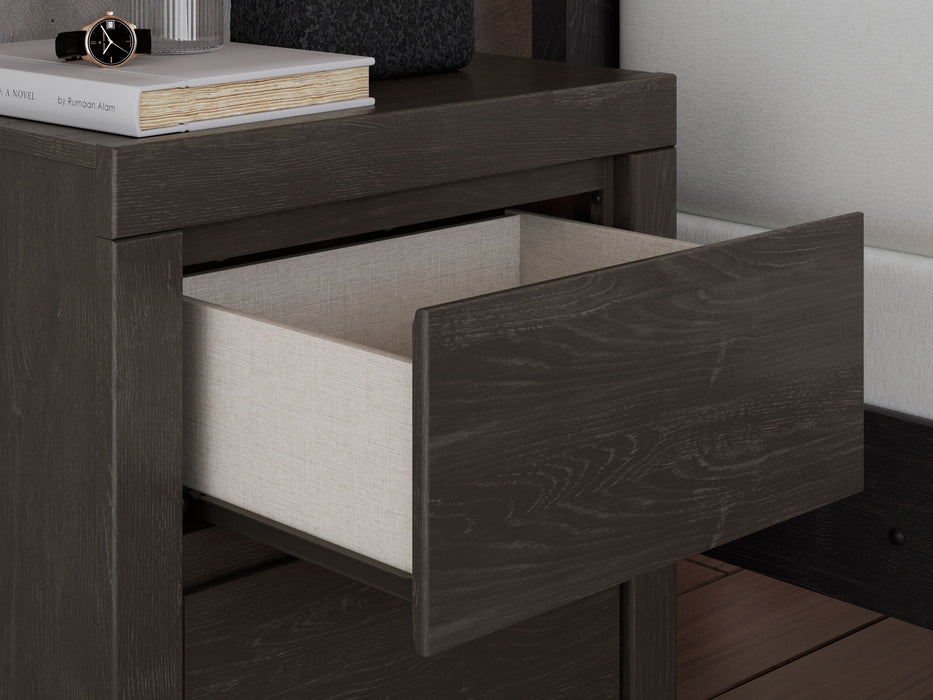 Fraluna - Two Drawer Night Stand - Charcoal