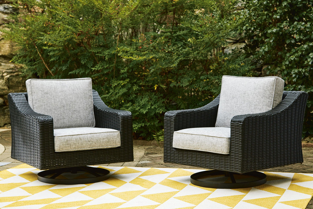 Beachcroft - Swivel Lounge Chair - Black / Light Gray