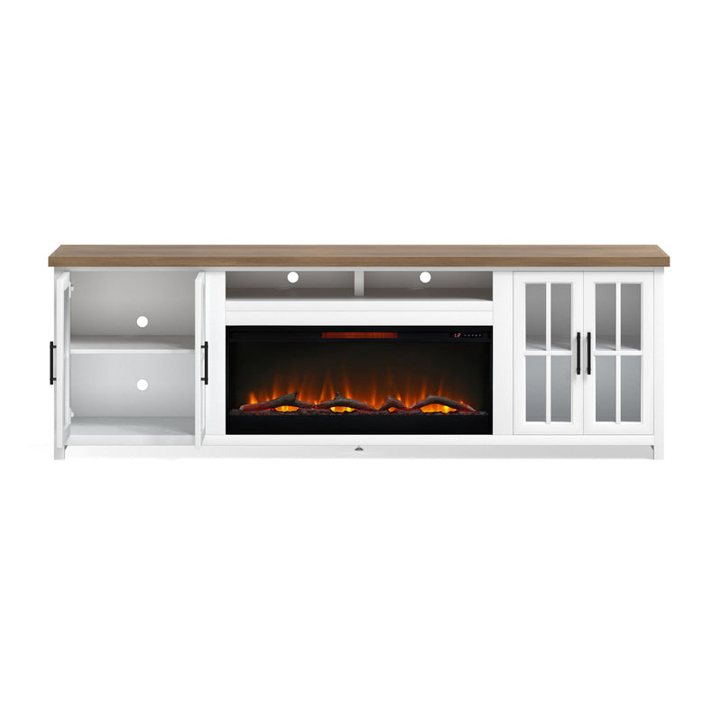 Fireplace TV Stand Console & Fixed Shelves