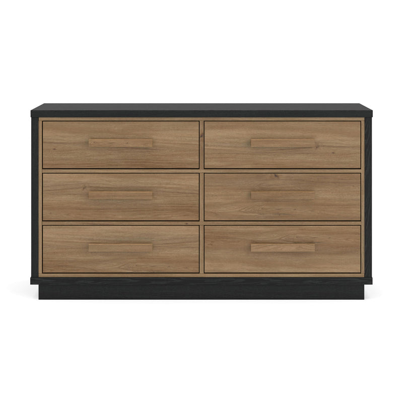 Kozmour - Six Drawer Dresser - Black / Brown