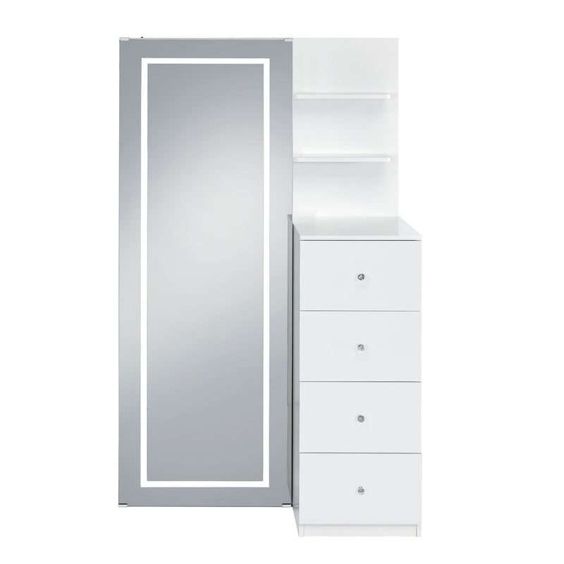 Vancouver - Floor Mirror With Storage - White