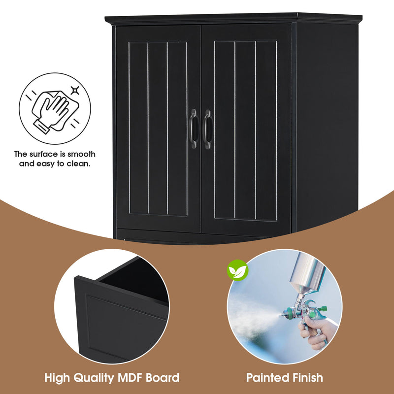 Modern Bathroom Storage Cabinet With Two Laundry Baskets, One Drawer, Adjustable Shelf