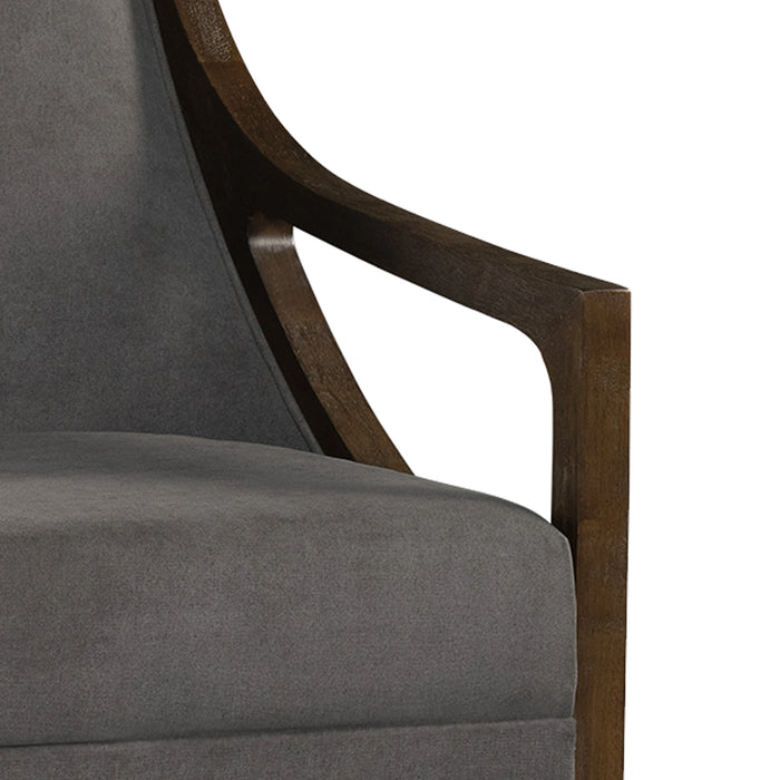 Hopkins Chair w/Brown Arm Columbia Charcoal (ISTA 3)