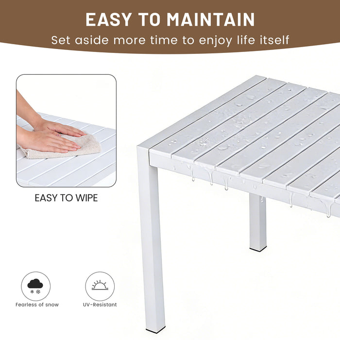 4 Piece Set Of Striped Color Blocking Single Chairs With Long Table - Cream White / Haze Green / White