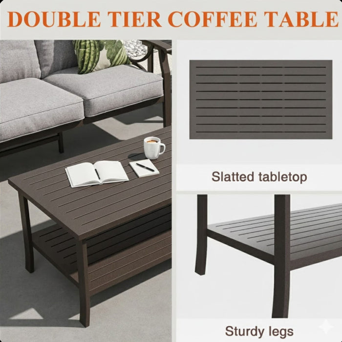 Patio Furniture Set With Coffee Table And Cushions For Backyard
