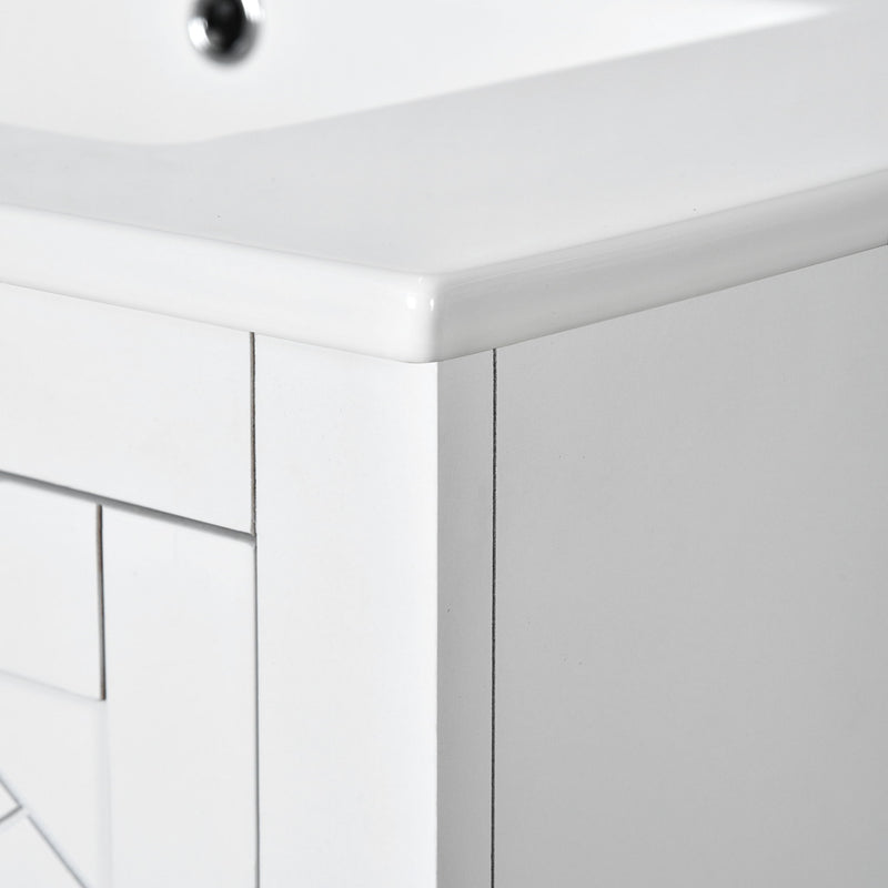 Ceramic Sink Combo, Freestanding Vanity Set With 3 Drawers & Soft Closing Doors