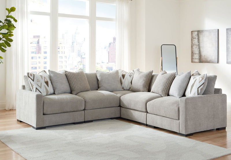 Aslan Court - 2 Pc. - 5-Piece Sectional, Ottoman - Pebble
