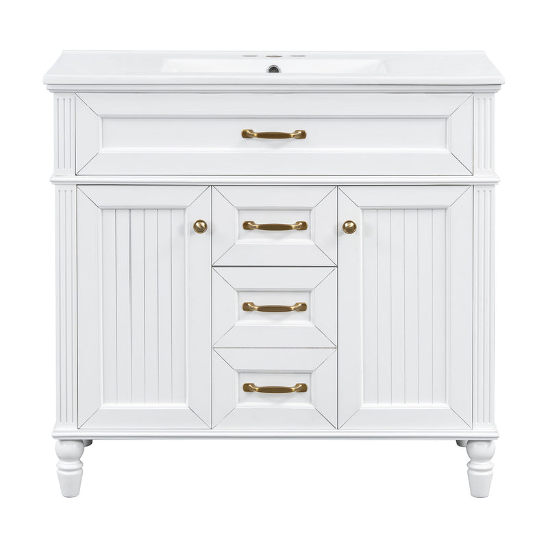 Modern Freestanding Bathroom Vanity With Sink, Cabinet, Soft-Close Drawers, Tip-Out Tray