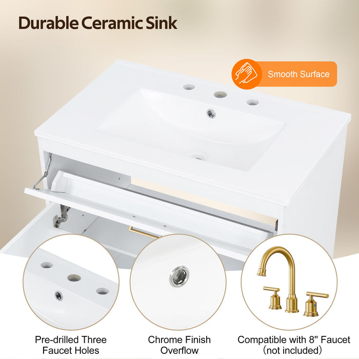 Bathroom Vanity With Sink Top, Adjustable Shelf, Door Organizers