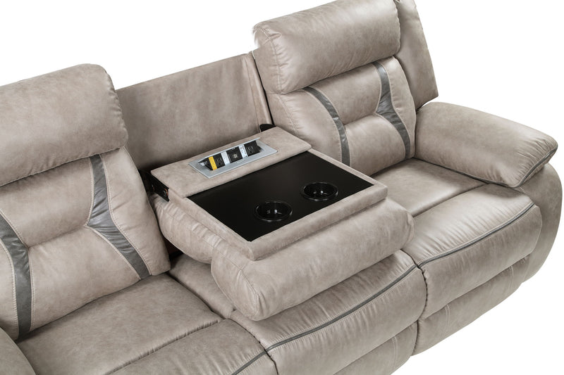Tyson - Recliner Sofa With Drop Down Table - Gray