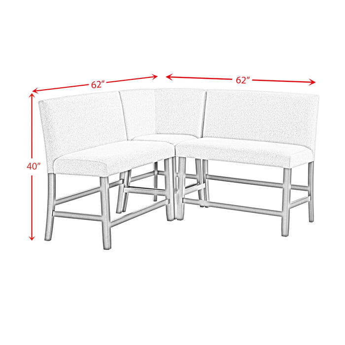 Seneca Counter 3PC Corner Bench with Grey Fabric