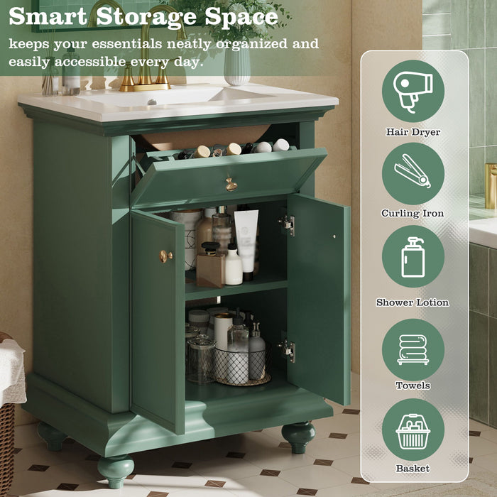Modern Bathroom Vanity With Tip-Out Drawer And Soft-Close Hinges