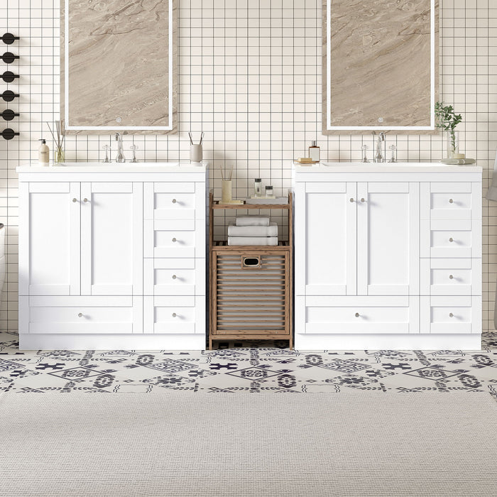 Shaker Free Standing Bathroom Vanity Cabinet & Sink, Soft Close Drawers, Soft Close Doors