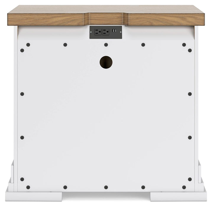 Ashbryn - Three Drawer Night Stand - White / Natural