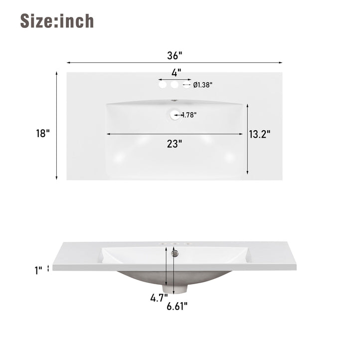 Shaker Free Standing Bathroom Vanity Cabinet & Sink, Soft Close Drawers, Soft Close Doors