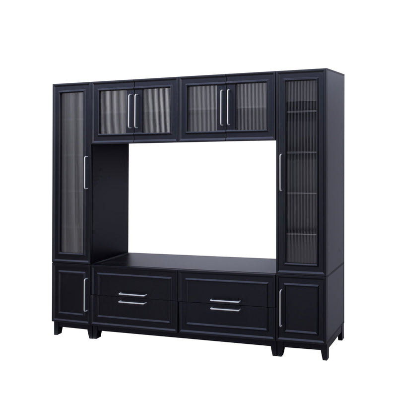 Wall Unit Modern Entertainment Center With Glass Doors