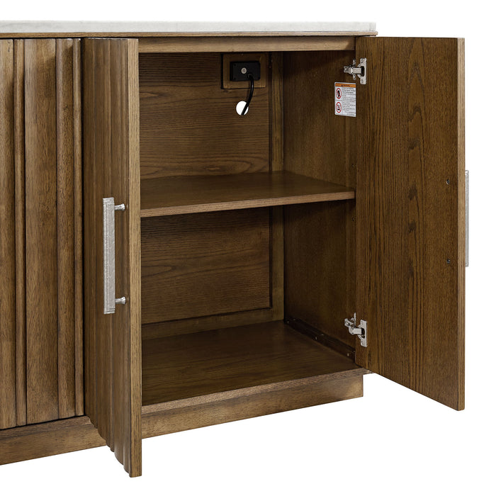 Carmela - Server With White Marble, Power And USBC - Brown