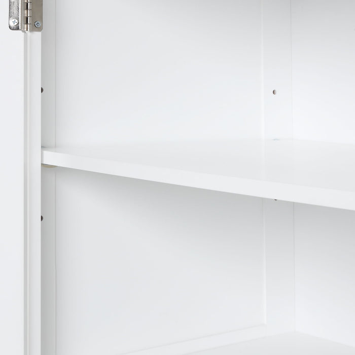 Tall Freestanding Bathroom Storage Cabinet With 2 Drawers And Adjustable Shelf