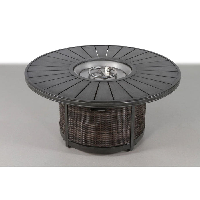 Patio Seating Group For 4 With Cushions And Fire Pit Table - Brown