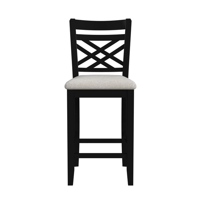Brooks - 5 Piece Counter Set With Table And 4 Upholstered Seat & Wood Back Chairs - Medium Brown & Black