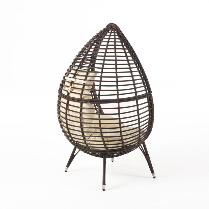 Cutter Teardrop Patio Chair With Water Resistant Cushion - Multi / Brown / Beige