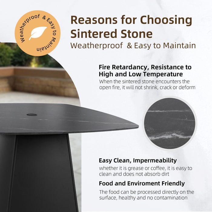 Rounded Square Outdoor Pedestal Dining Table