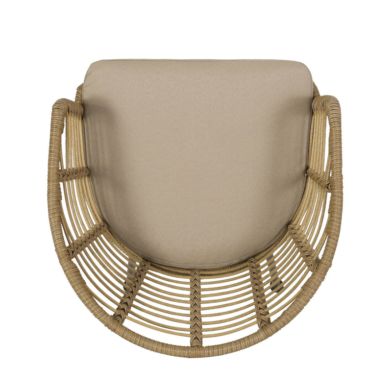 Randy - Modern Wicker Chair With Water Resistant Cushions - Brown / Beige