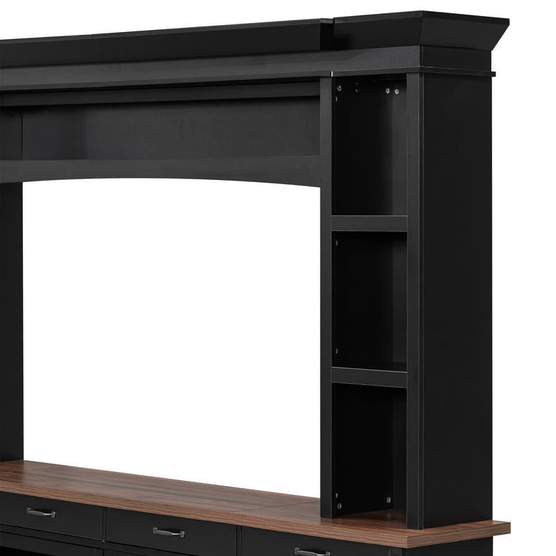 Extra Long TV Stand With 7 Color LED Lights, Adjustable Shelves & Storage Cabinets