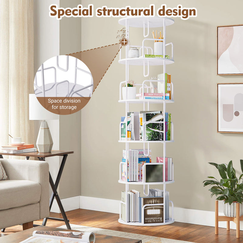 Rotating Bookshelf Tower 5 Tier Spinning 360 Degree Revolving Storage Shelf