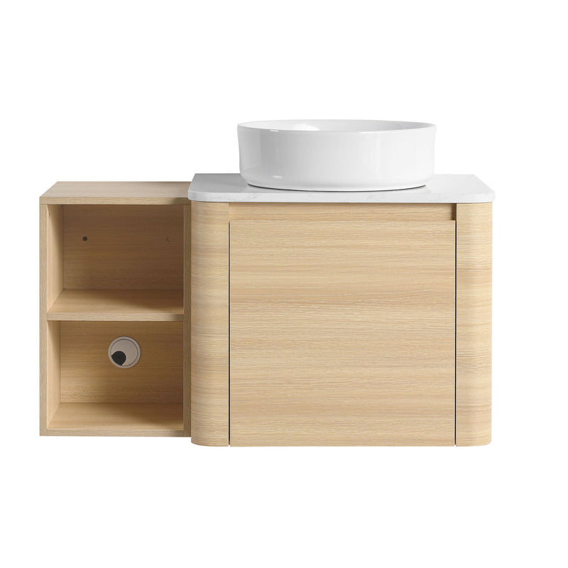 Mounted Bathroom Vanity With Art Sink, Storage Shelves, Soft Close Door