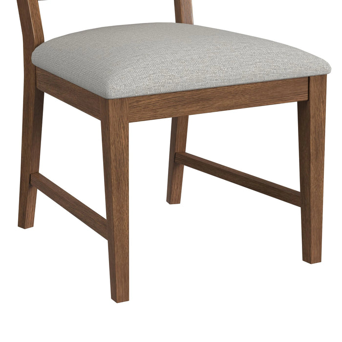 Glinda Side Chair with Light Grey Fabric in Brown (2 Per Carton)