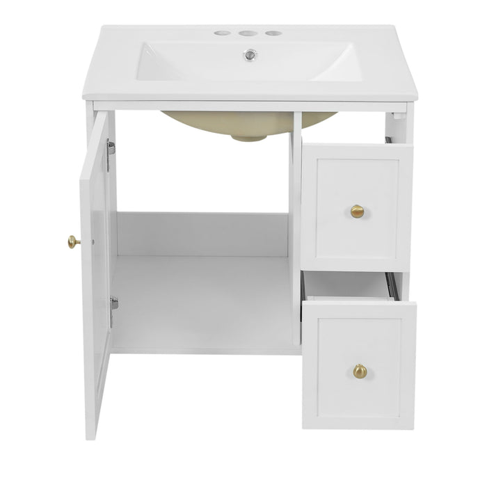 Wall-Mounted Bathroom Vanity Set With Sink, 2 Drawers And Soft-Close Door