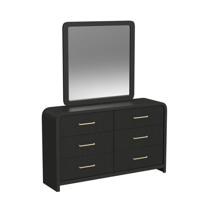 Ridgemont Dresser and Mirror Set in Black with Grain