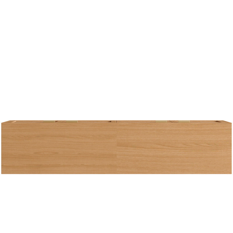 TV Stand With Storage & Cable Holes - Natural Wood