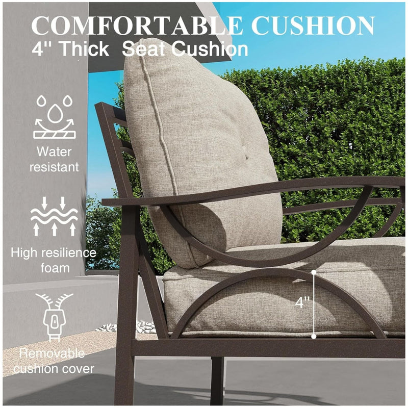 All-Weather Armchairs With Cushions, Modern Sculptural Design (Set of 2)