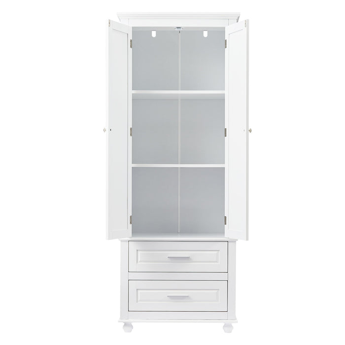 Tall Storage Cabinet With 2 Drawers For Bathroom