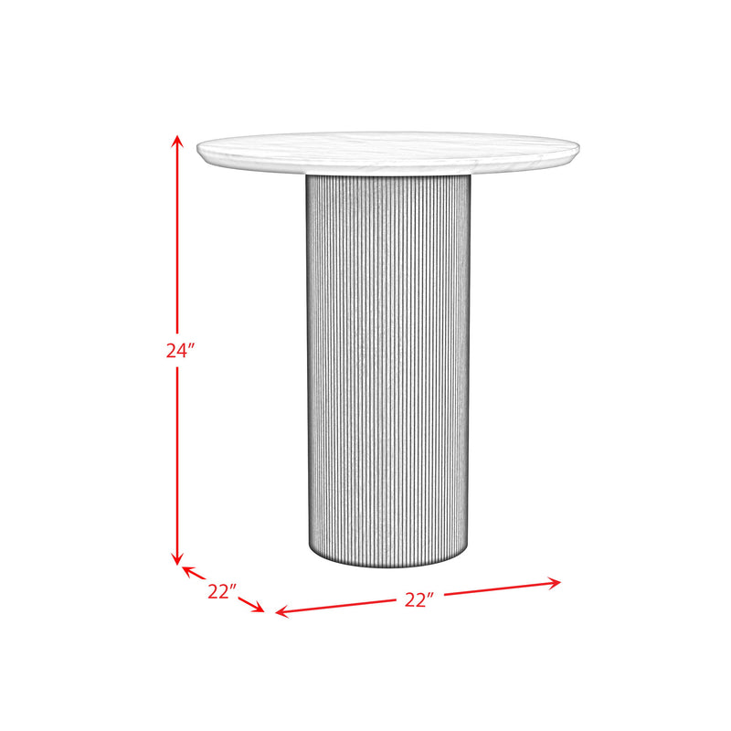 Sylvie - Round Table With White Faux Marble Top And Base